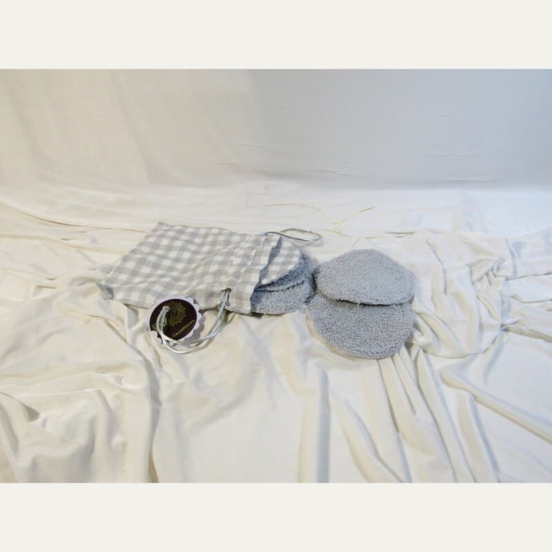 Bolsa y Discos Desmaquillantes Reutilizables Grises