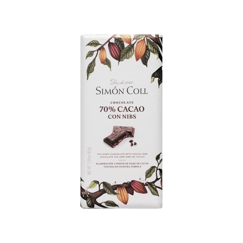 Choco Negro 70% con Nibs de Cacao