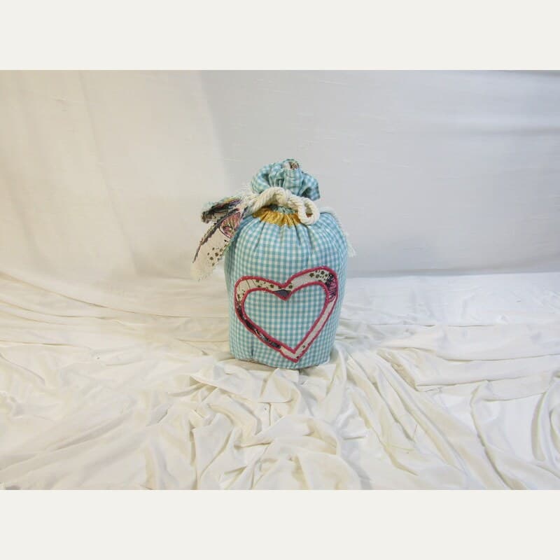 Saco Decorativo Corazón Vichy Celeste