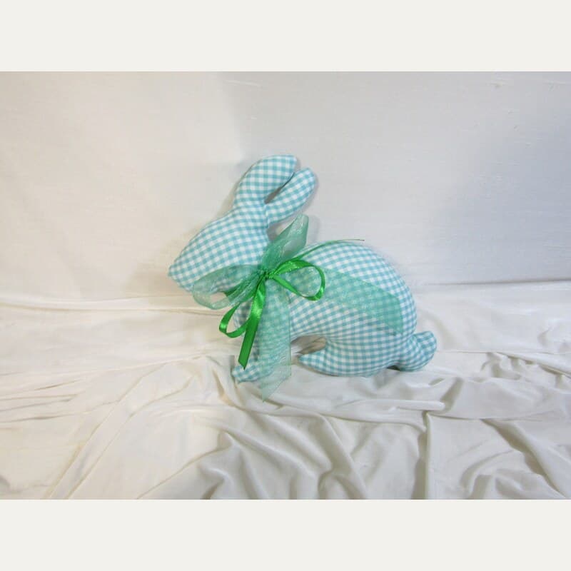 Conejo Muñeca Vichy Aqua con Lazo Brillante