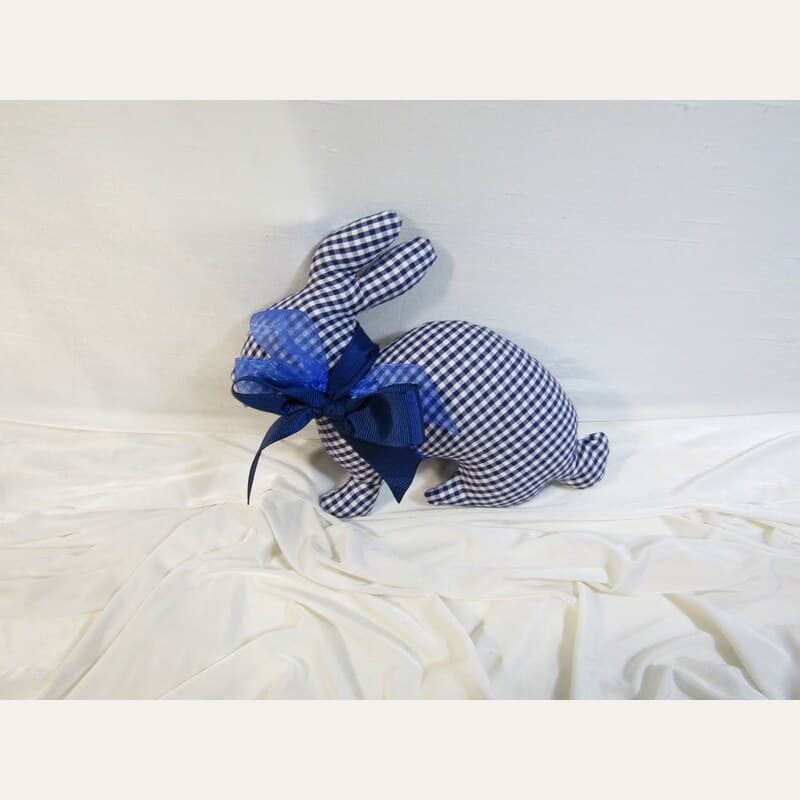 Conejo Muñeca Vichy Azul Marino con Lazo Doble