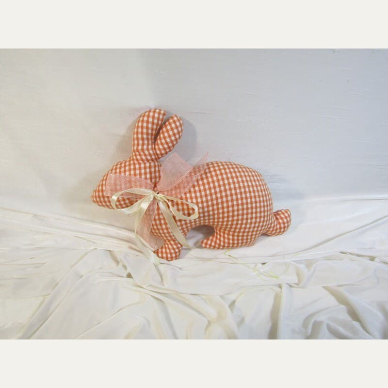 Conejo Muñeca Vichy Naranja con Lazos Delicados